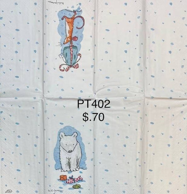 Christmas (PT402) - Mouse Carrying a Present and a White Polar Bear