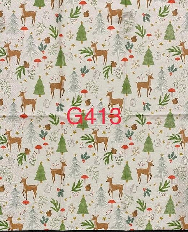 Deer (G413) - Christmas Deer and Tree Wallpaper