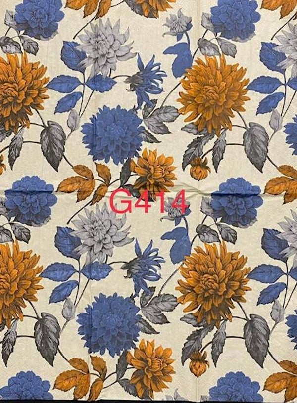 Flowers (G414) - Blue and Rust
