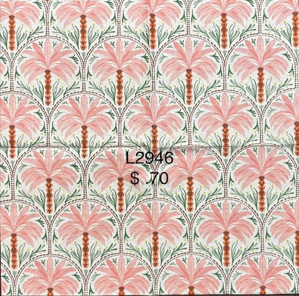 Beach (L2946) - Pink/Orange Colored Palm Trees Background with Green Grass