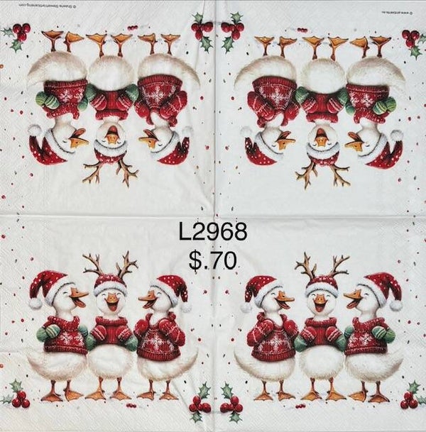 Christmas (L2968) - Three Ducks Singing Wearing Sweaters and Hats