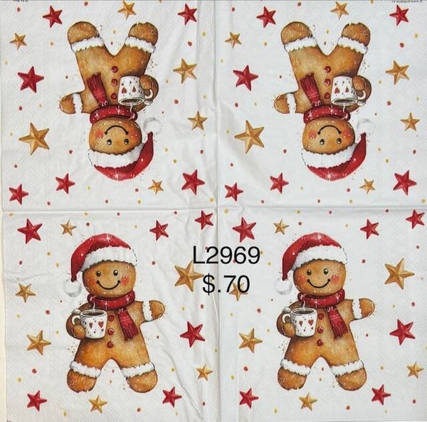 Christmas (L2969) - Gingerbread Man Drinking Hot Cocoa