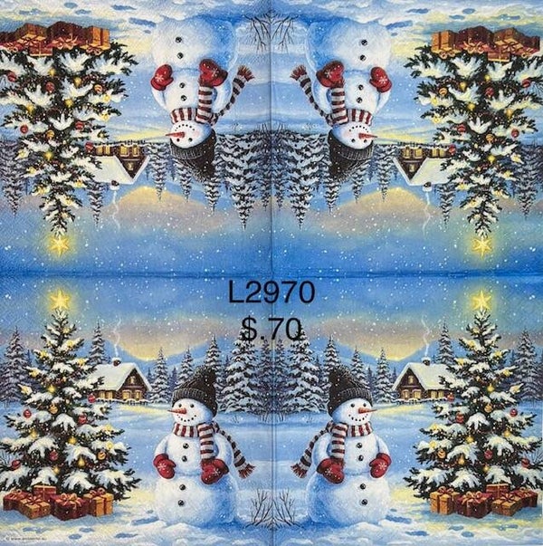 Christmas (L2970) - Snowman Standing Next to a Christmas Tree