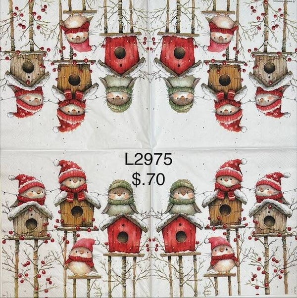 Christmas (L2975) - Birdhouses with Birds on Top