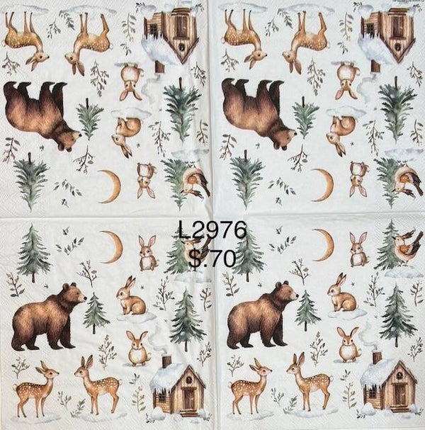 Winter (L2976) - Bear, Deers, Bunnies, and Cabin