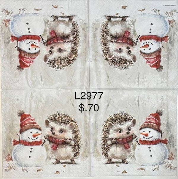 Christmas (L2977) - Hedgehog with a Snowman