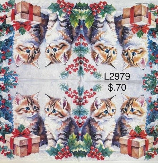 Christmas (L2979) - Two Kittens with a Present