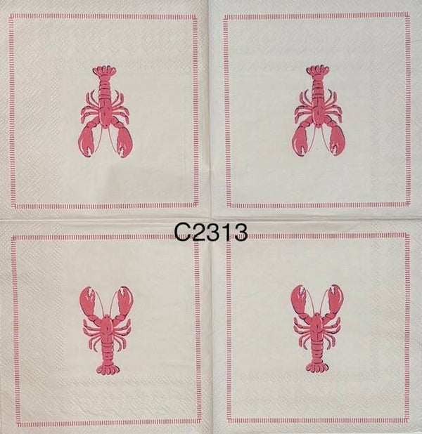 Beach (C2313) - Red/Pink Lobster on a Very Light Pink Background