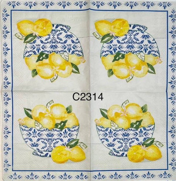 Fruits (C2314) - Lemons in a Blue and White Bowl
