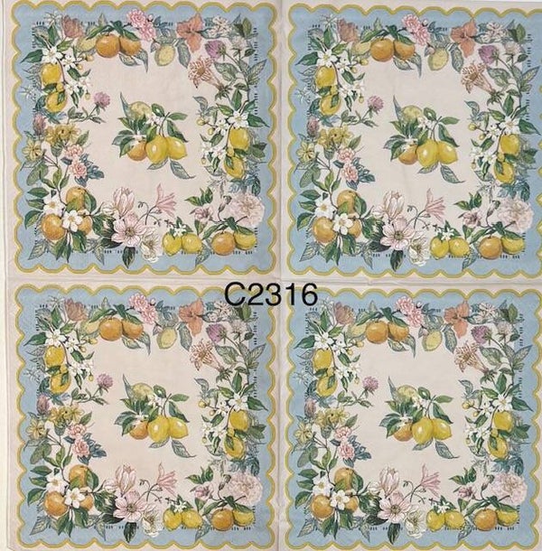 Fruits (C2316) - Lemons in the Center, Surrounded by Lemons and Flowers