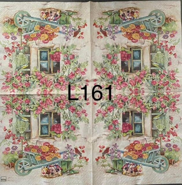 Scene (L161) - Wagon with Flowers by Window