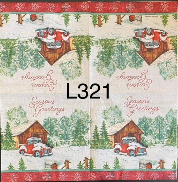 Christmas (L321) - Barn and Red Truck Season's Greetings