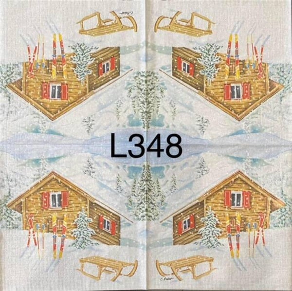 Winter (L348) - Winter House with Skiis and Sled