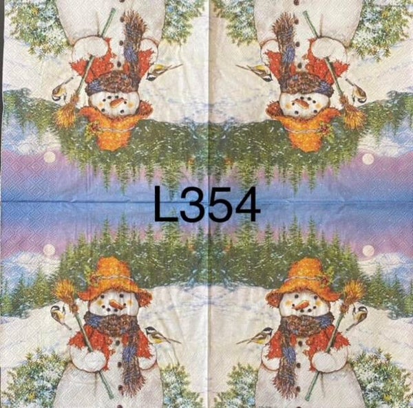 Christmas (L354) - Snowman with Birds Outside