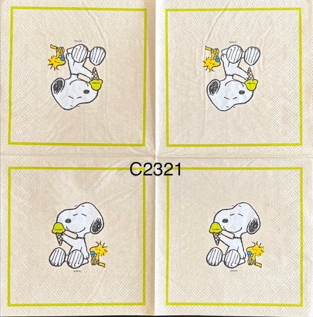 Snoopy (C2321) - Snoopy and Woodstock Eating an Ice Cream Cone