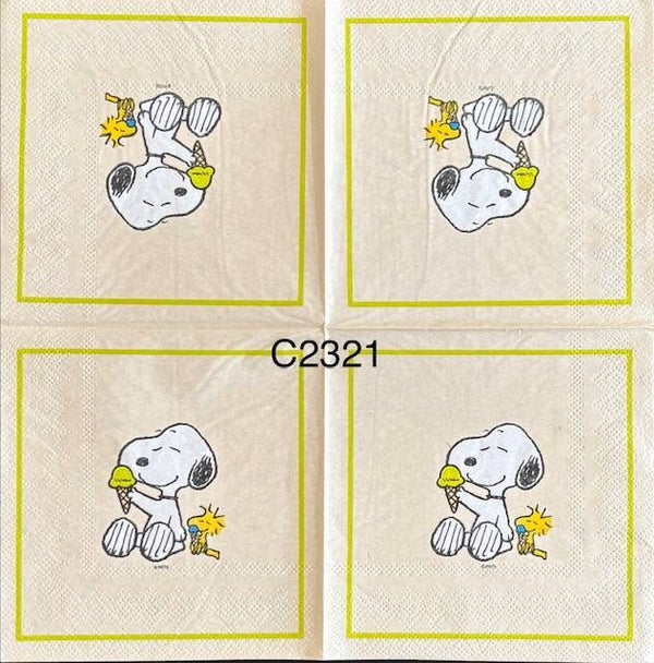 Snoopy (C2321) - Snoopy and Woodstock Eating an Ice Cream Cone