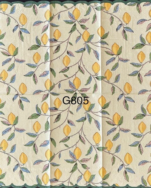 Fruits (G805) - Lemons on Vines with a Light Green Background