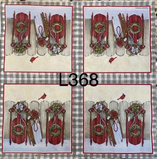 Christmas (L368) - Sleds Up Against Fence