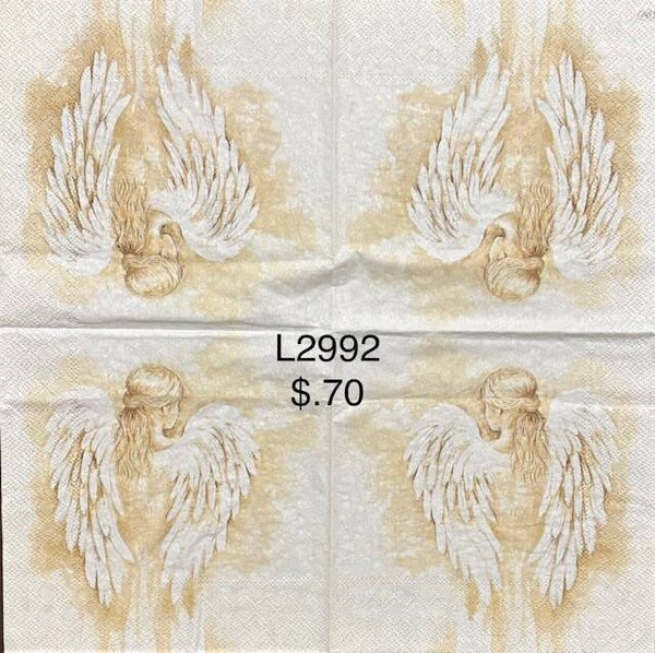 Christmas (L2992) - Gold and White Angel Girl with Wings