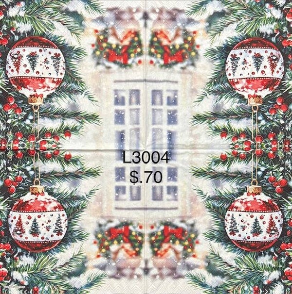 Christmas (L3004) - Red Ornament Hanging on Tree
