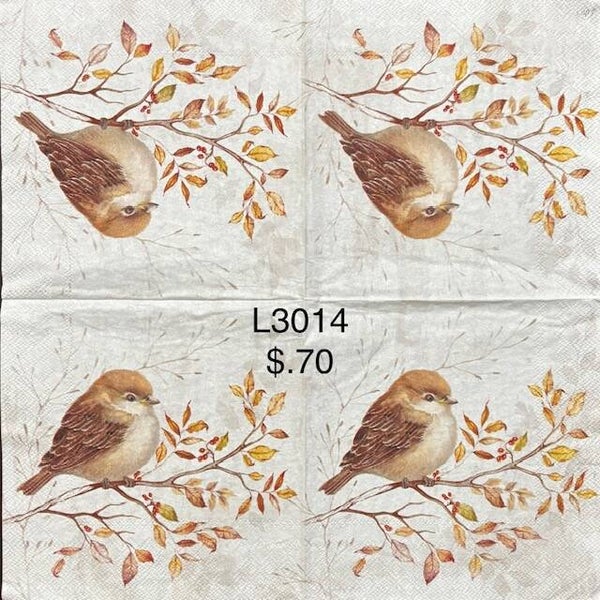 Fall (L3014) - Brown Bird on a Fall Branch