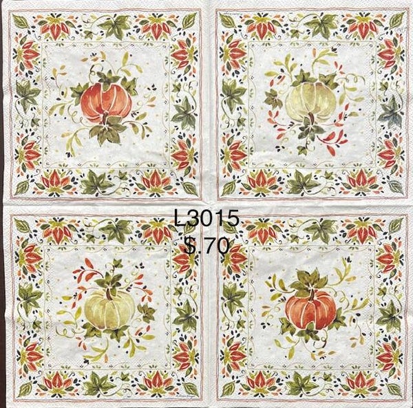 Fall (L3015) - Two Panels with Orange Pumpkin, Two Panels with White Pumpkins