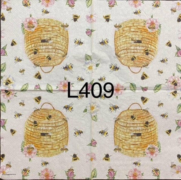 Bees (L409/1041) - Honeycomb with Bees Flying Around
