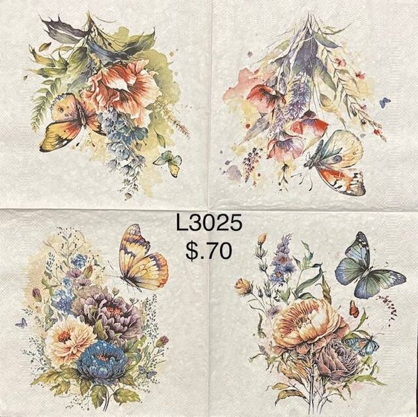 Butterflies (L3025) - Natural Looking Butterflies with Flower Bunches