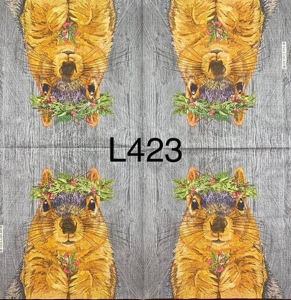 Animals (L423) - Squirrel with Flowers