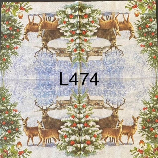 Deer (L474/1141) - Deer Family by Christmas Tree