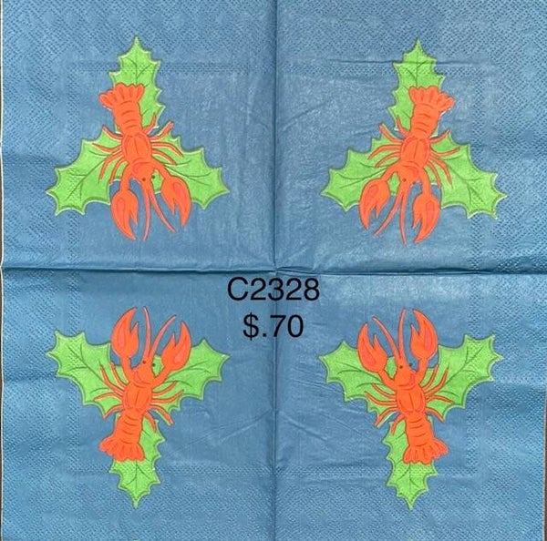 Christmas (C2328) - Lobster on top of a Holly Leaf