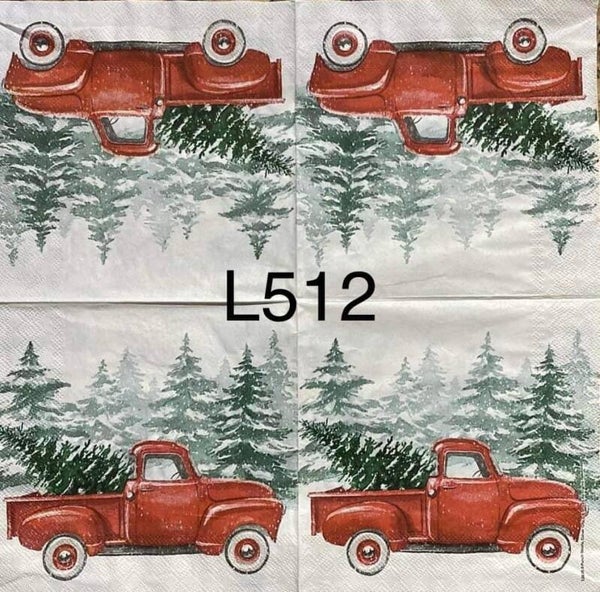 Christmas (L512) - Red Truck with Tree in Trunk