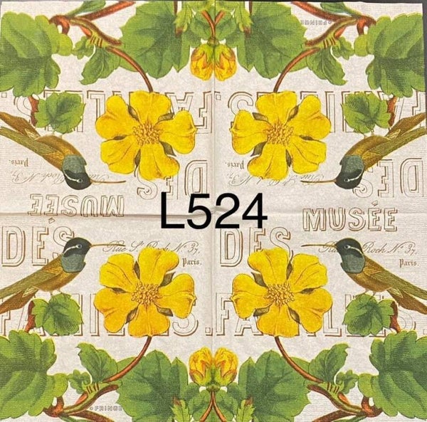 Flowers (L524) - Yellow Flower with Hummingbird