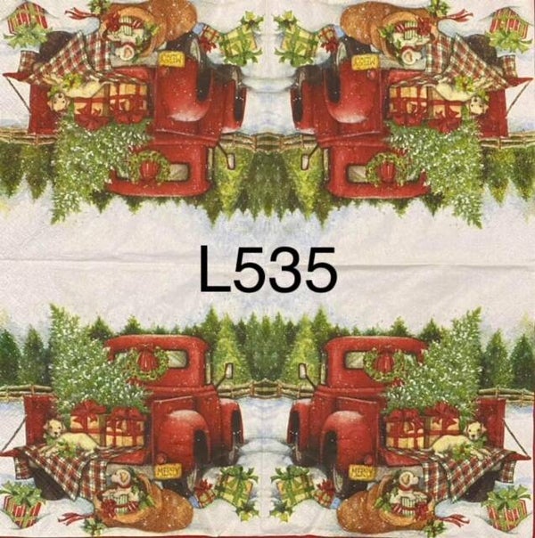 Christmas (L535) - Red Truck with Tree in Trunk