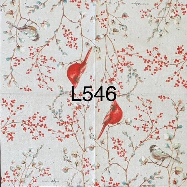 Winter (L546) - Cardinal on Berry Covered Branch