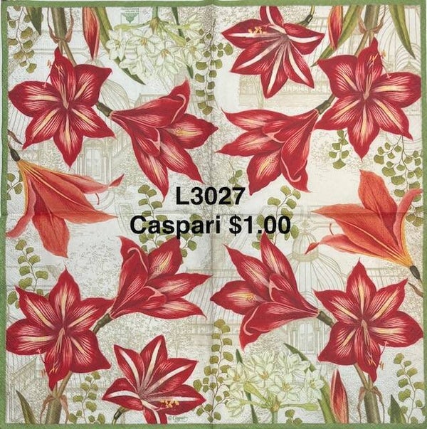 Christmas (L3027) - Caspari Red Amarillys Flowers