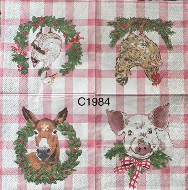 Winter (C1984) - Pig, Donkey, Chicken and Goose Individually Shot in Each Panel