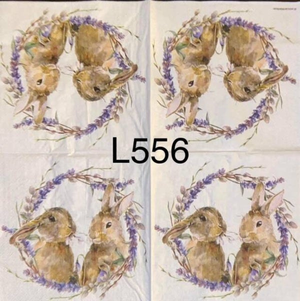 Easter (L556) - Two Bunnies in Lavender Wreath