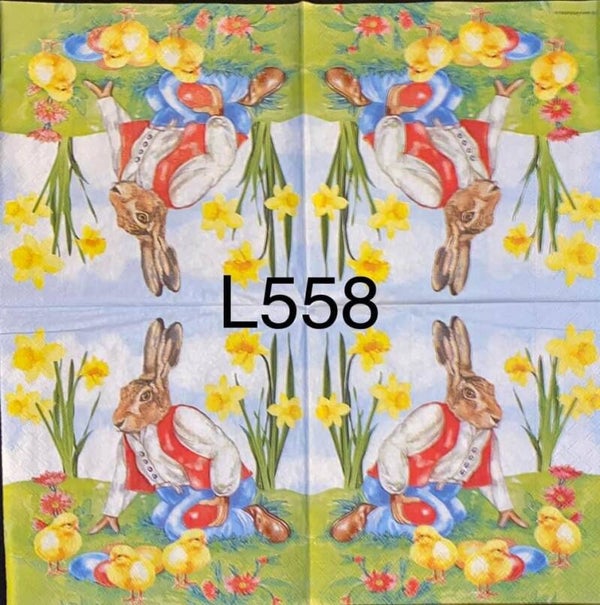 Easter (L558) - Bunny Playing with Baby Chicks