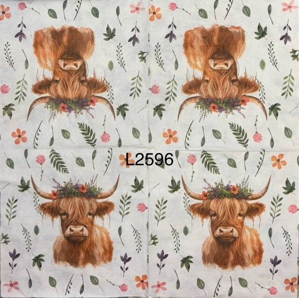 Cows (L2596) - Highland Cow with Flower Headpiece