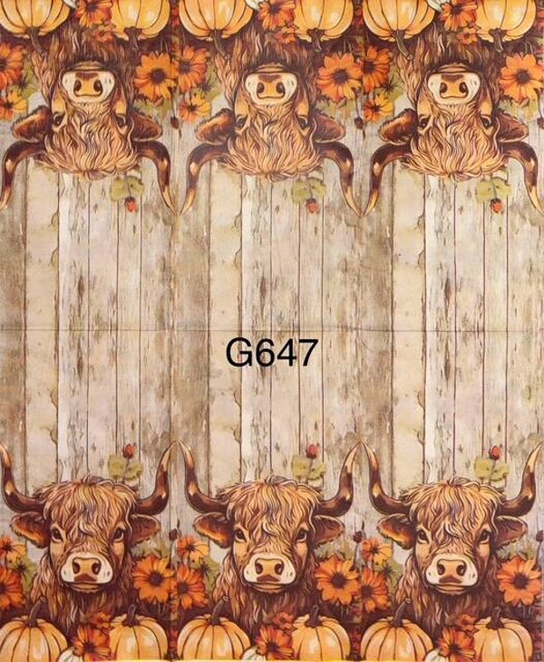 Fall (G647) - Highland Cow with Sunflowers and Pumpkins