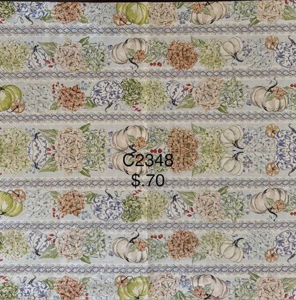 Fall (C2348) - Hydrangeas and Pumpkins in a Row