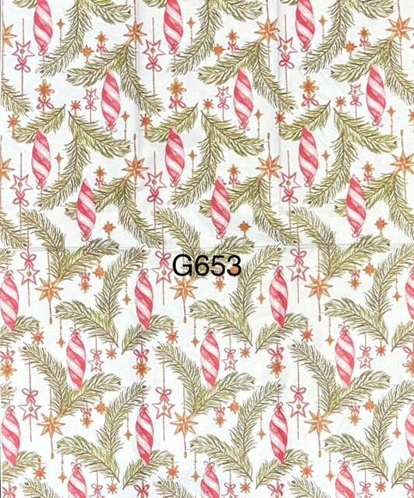 Christmas (G653) - Ornaments Hanging from Pine Branches Wallpaper