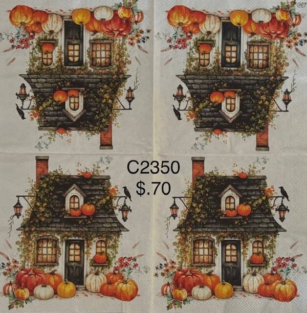 Halloween (C2350) - Halloween House with Pumpkins out Front