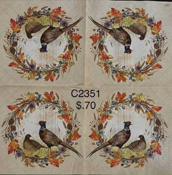 Fall (C2351) - Pheasants in a Fall Wreath