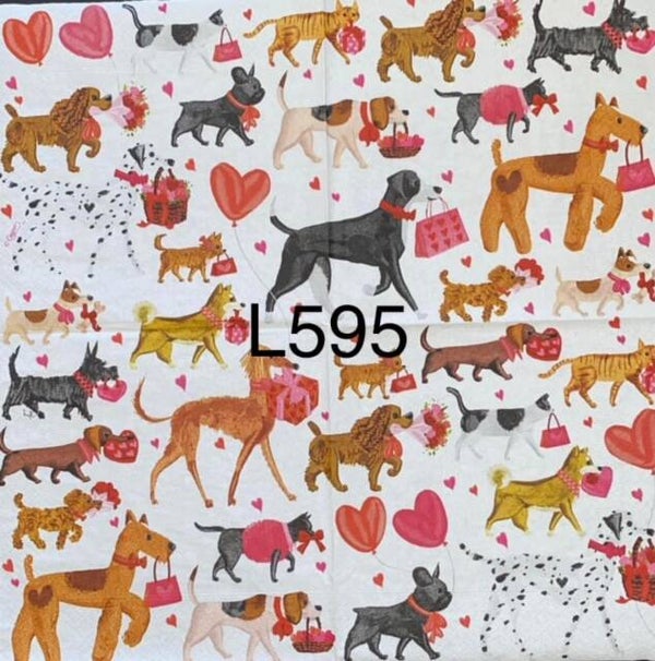 Dogs (L595) - Dogs with Hearts - Valentines