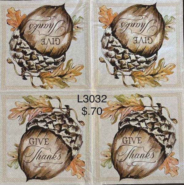 Fall (L3032) - Large Acorn "Give Thanks"
