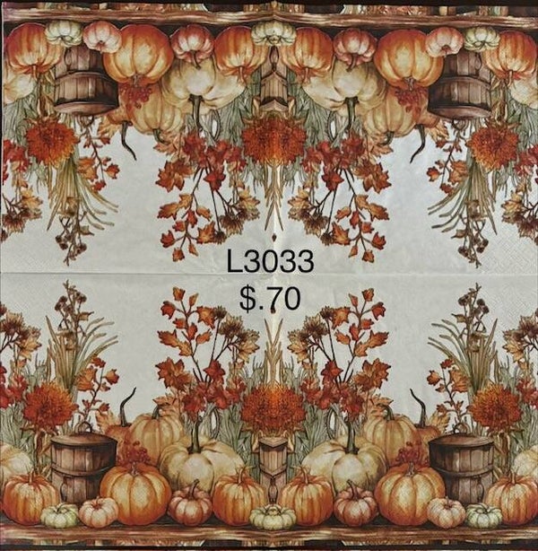 Fall (L3033) - Pumpkins, Wooden Containers, and Fall Plants