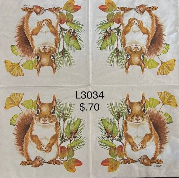 Fall (L3034) - Squirrel with Fall Plants Behind Him