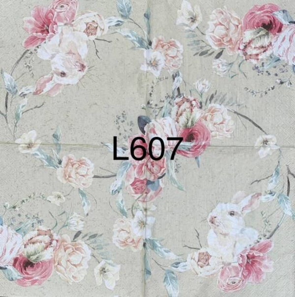 Easter (L607) - Bunny in Flower Wreath